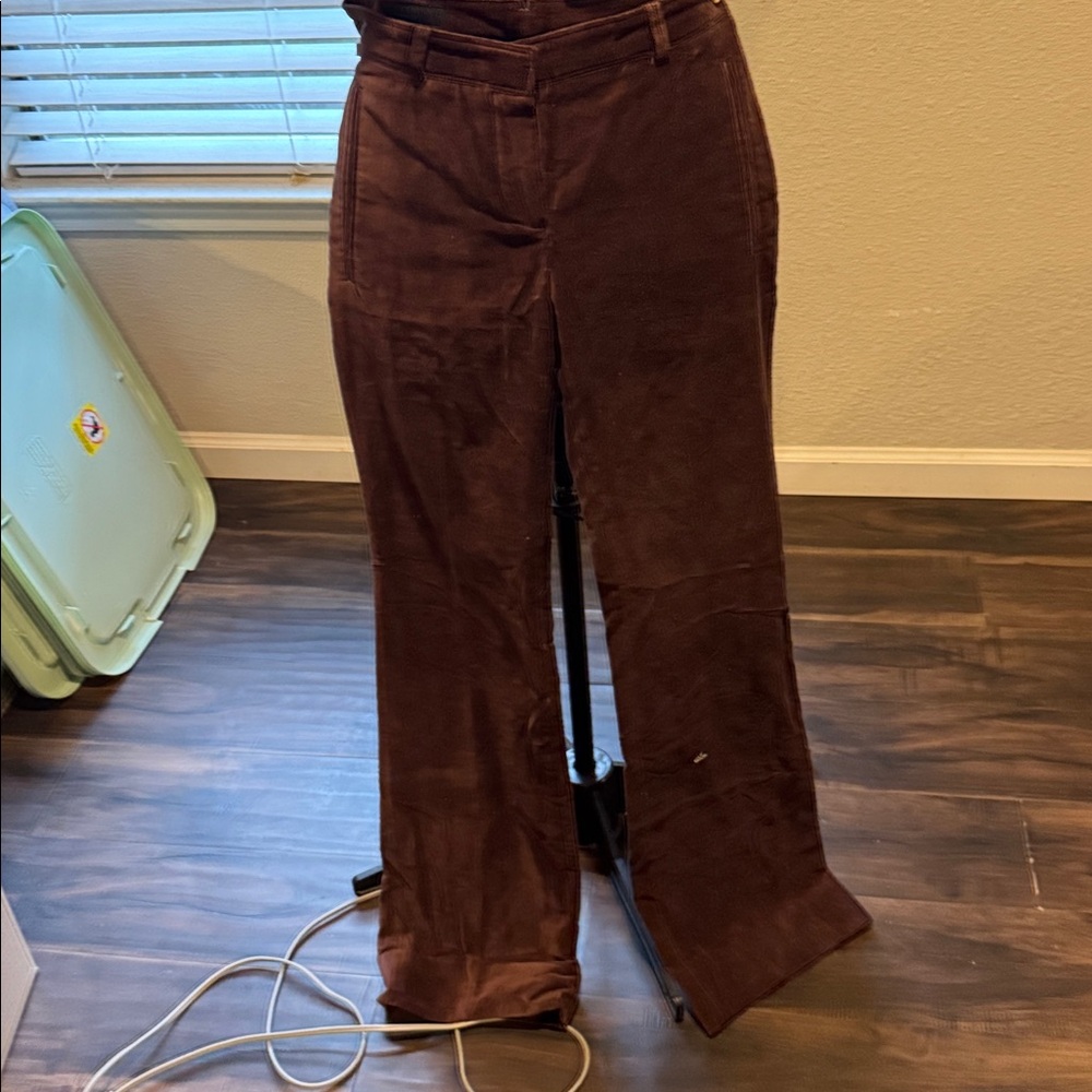 BURBERRY PRORSUM 2012 BROWN BELL BOOTCUT VELVET PANTS 38